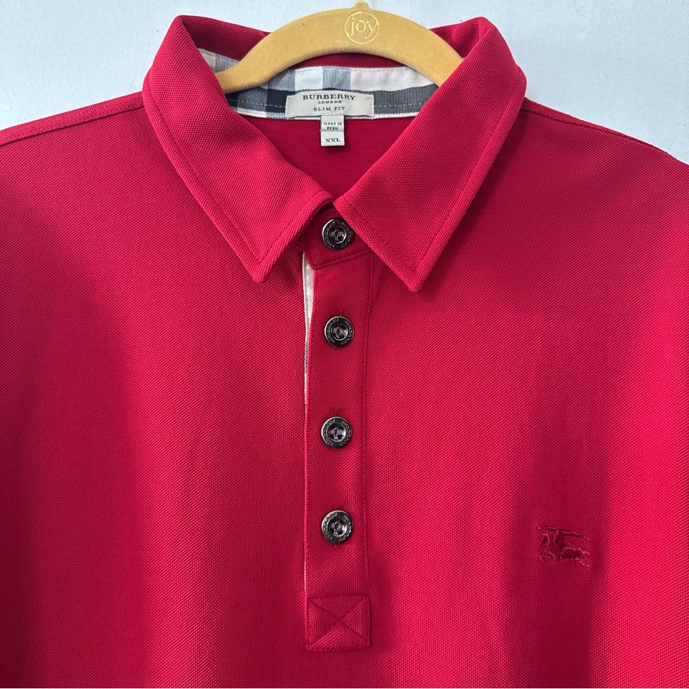 Burberry Red Polo Shirt, Size XXL, Slim Fit. Brand New